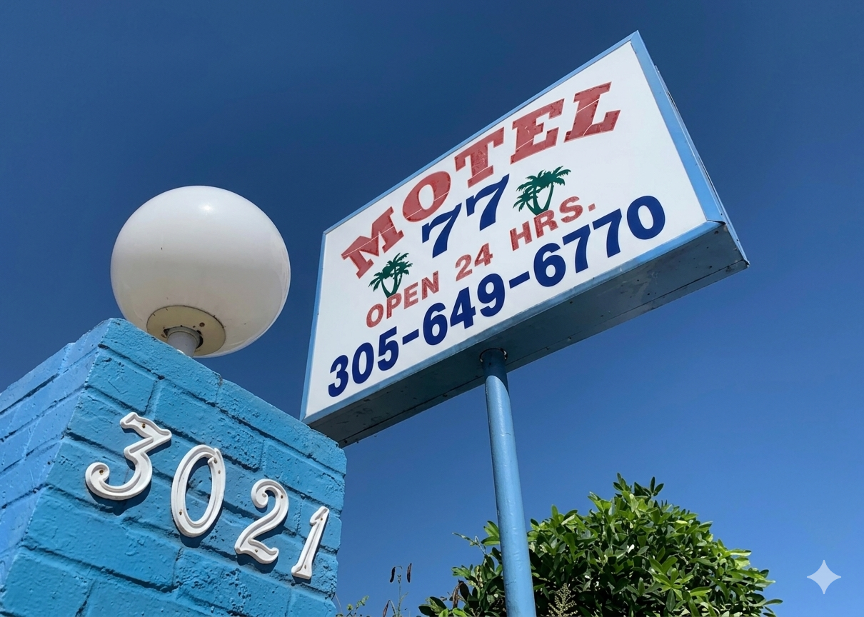 Motel 77 Miami at night
